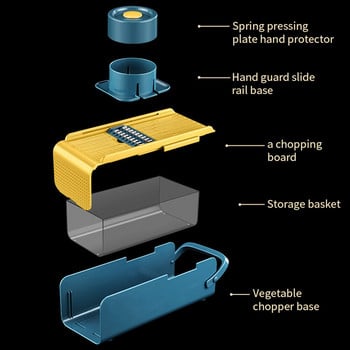 Πολυλειτουργικός κόφτης λαχανικών Κόφτης φρούτων Τρίφτης Τεμαχιστής Αποστράγγισης Καλάθι κοπής 5 σε 1 Gadgets Αξεσουάρ κουζίναςΠολλαπλή λειτουργία