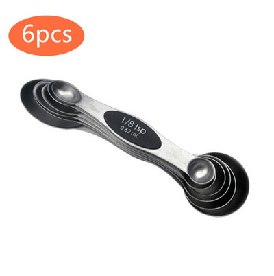 8 ΤΕΜ από ανοξείδωτο χάλυβα διπλής κεφαλής Μεζούρες με ζυγαριά Καρύκευμα Ζάχαρη Αλάτι Πιπέρι Φασόλια Αξεσουάρ εργαλείων κουζίνας μαγειρικής