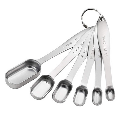 Σετ μεζούρα 6 τμχ Στενό μεζούρα κουζίνας για ξηρό υγρό μπαχαρικό Ζάχαρη μεζούρα καφέ Εργαλεία μέτρησης Gadgets μαγειρέματος