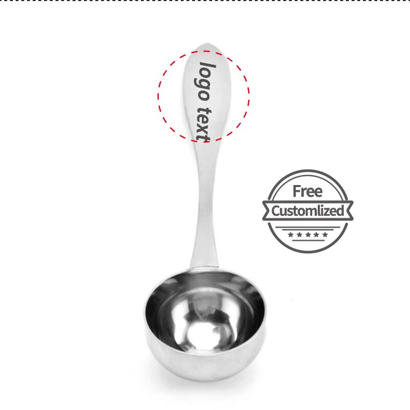 Ορτύκια Δωρεάν αποστολή Αλουμινίου υψηλής ποιότητας λαβή για σέσουλα καφέ μέτρηση κουταλιού κόκκων καφέ προσαρμοσμένη με το κείμενό σας Δωρεάν