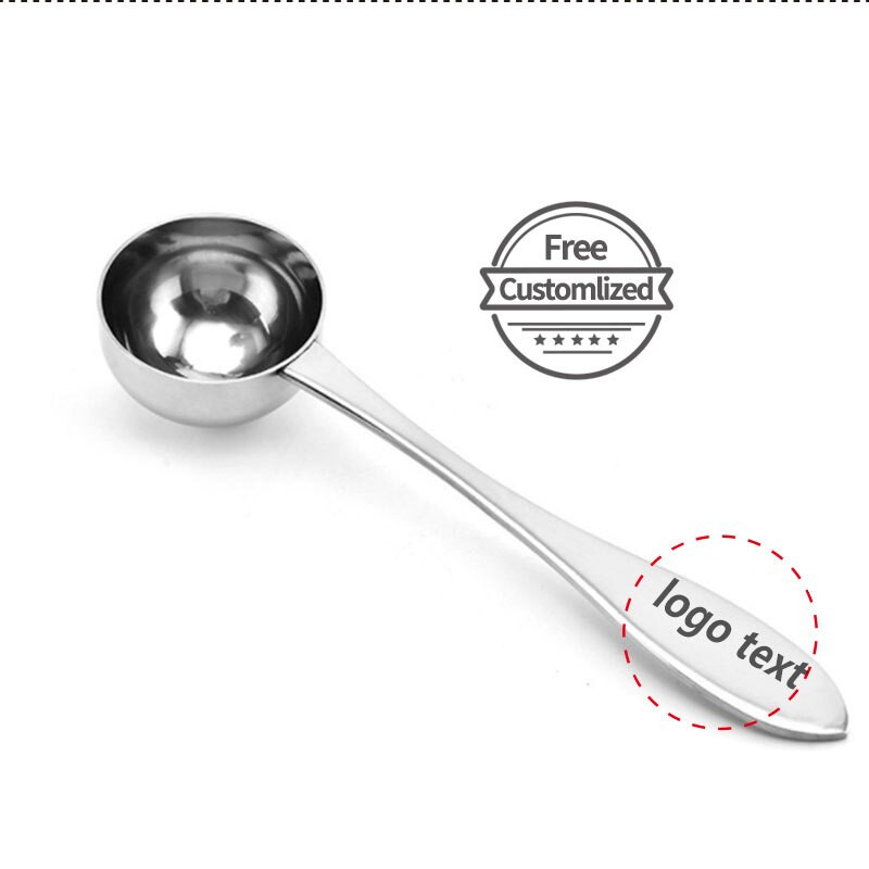 Ορτύκια Δωρεάν αποστολή Αλουμινίου υψηλής ποιότητας λαβή για σέσουλα καφέ μέτρηση κουταλιού κόκκων καφέ προσαρμοσμένη με το κείμενό σας Δωρεάν