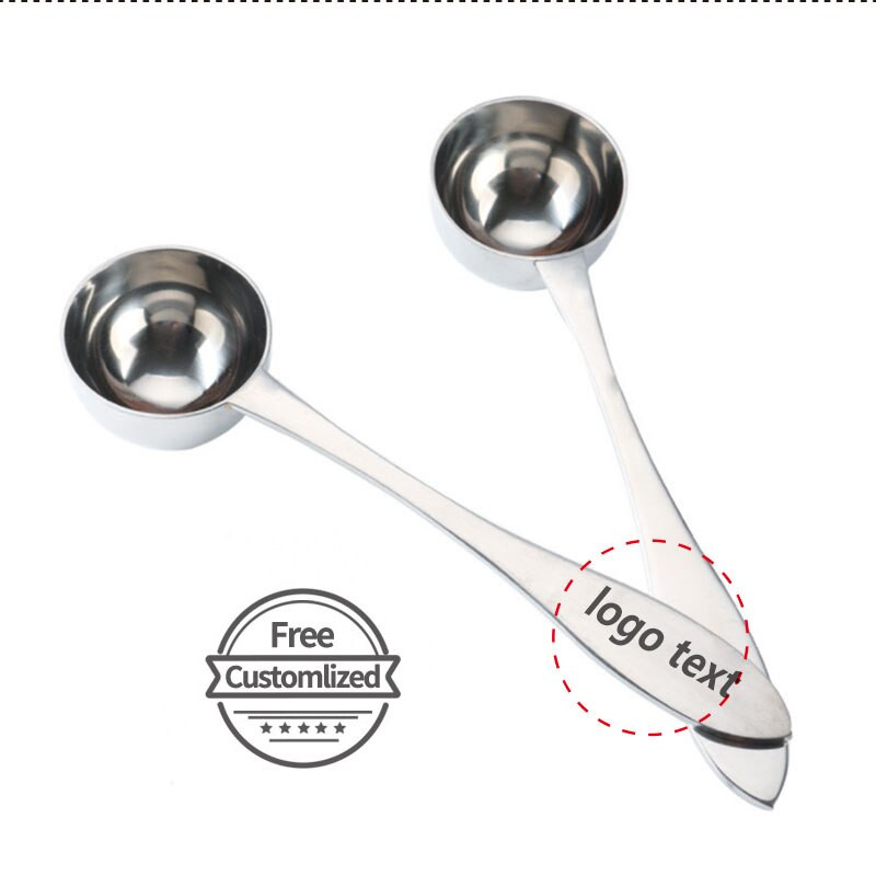 Ορτύκια Δωρεάν αποστολή Αλουμινίου υψηλής ποιότητας λαβή για σέσουλα καφέ μέτρηση κουταλιού κόκκων καφέ προσαρμοσμένη με το κείμενό σας Δωρεάν