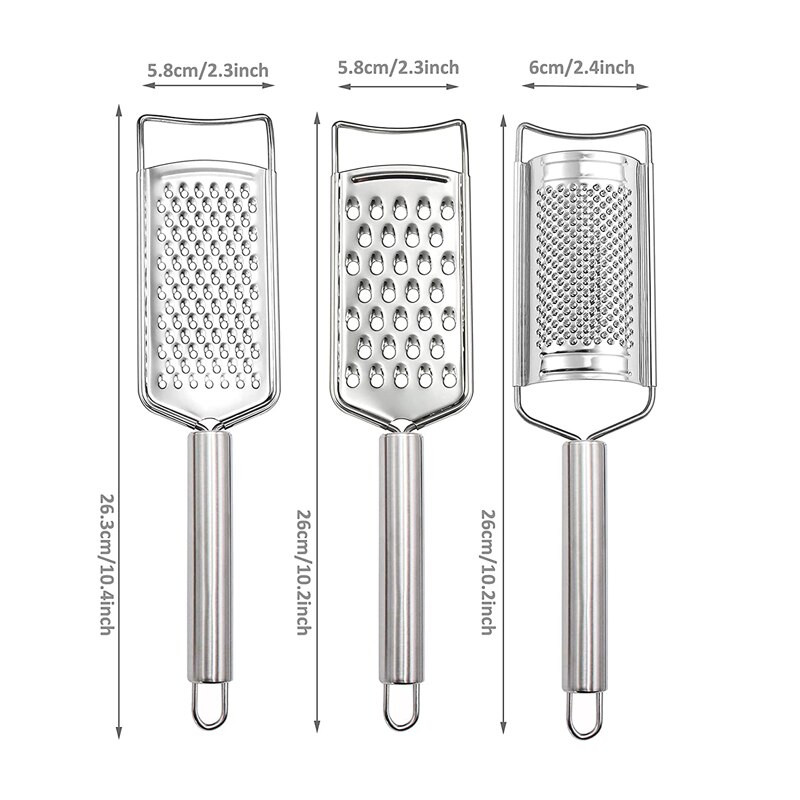 3 ΤΕΜ Σετ Τρίφτης Τυριών από ανοξείδωτο χάλυβα Τρίφτης κουζίνας Πολυλειτουργικός τρίφτης λαχανικών Τρίφτης Τυριών Λεμονιού Gadget κουζίνας