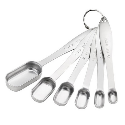 6 τμχ Σετ μεζούρα από ανοξείδωτο ατσάλι Στενό μεζούρα μπαχαρικών σε σκόνη ζάχαρης Κουτάλι καφέ Εργαλεία μέτρησης κουζίνας