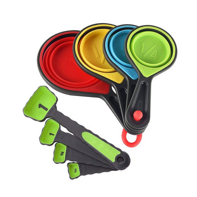 Πτυσσόμενα μεζούρα σιλικόνης Σετ πολύχρωμα μεζούρες κατηγορίας τροφίμων για μαγείρεμα ψησίματος στην κουζίνα