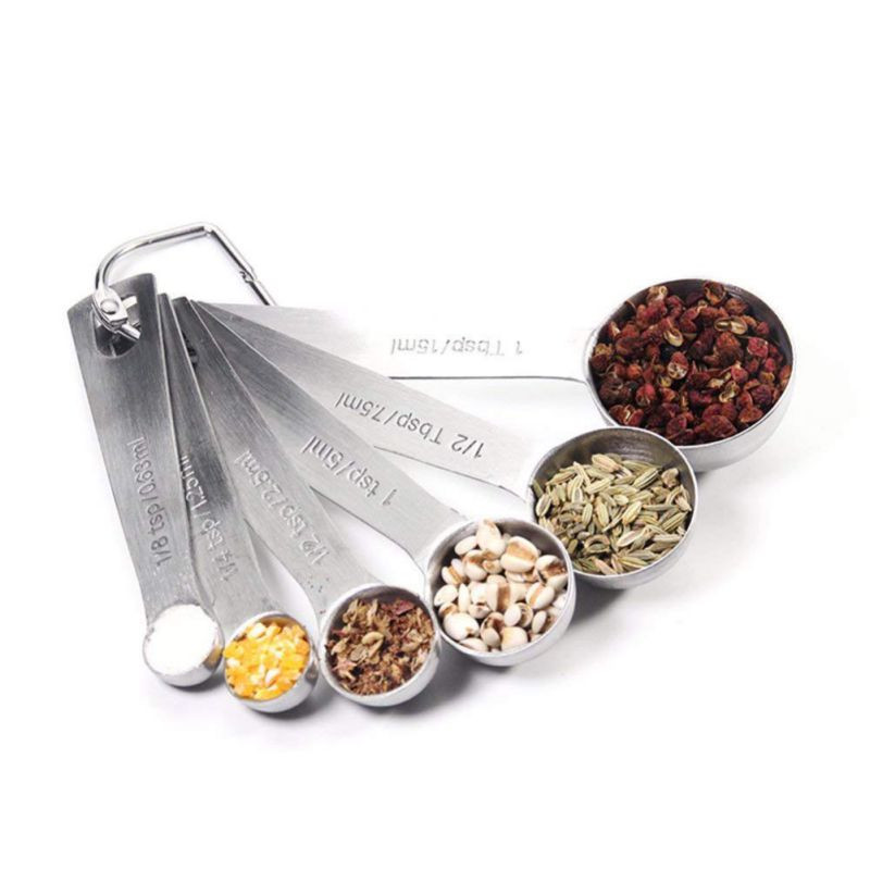 Σετ μεζούρα από ανοξείδωτο ατσάλι για ψήσιμο ζάχαρης καφέ Graduated Κουτάλια κουζίνας Scoop Measuring Εργαλεία κουζίνας 6 τμχ