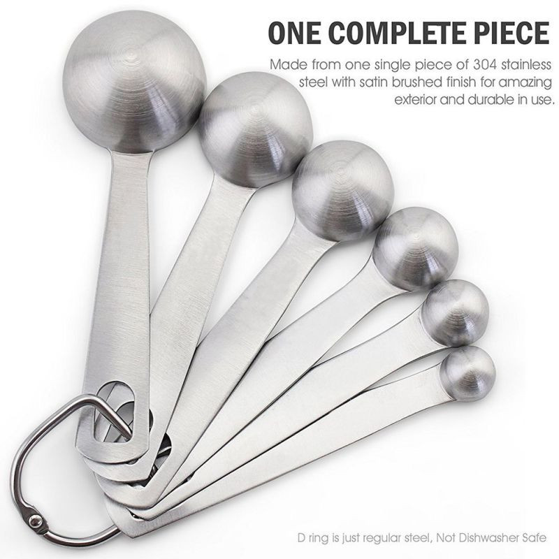 Σετ μεζούρα από ανοξείδωτο ατσάλι για ψήσιμο ζάχαρης καφέ Graduated Κουτάλια κουζίνας Scoop Measuring Εργαλεία κουζίνας 6 τμχ