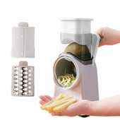 Τρίφτης πατάτας με περιστροφικό τυρί με 3 εναλλάξιμες λεπίδες τεμαχιστής τυριών κουζίνας για κοπή πατάτας αγγουριού τυριού