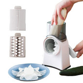 Τρίφτης περιστροφικού τυριού 3 σε 1 Στρογγυλοί τρίφτες κοπής μαντολίνου για κοπή φαγητού κουζίνας με λαβή για κοπή καρπών λαχανικών
