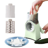 Περιστροφικός τρίφτης τυριών Πολυλειτουργικός τυμπάνος κόφτης λαχανικών με 3 λεπίδες τεμαχιστής φαγητού με λαβή για κοπή λαχανικών φρούτων