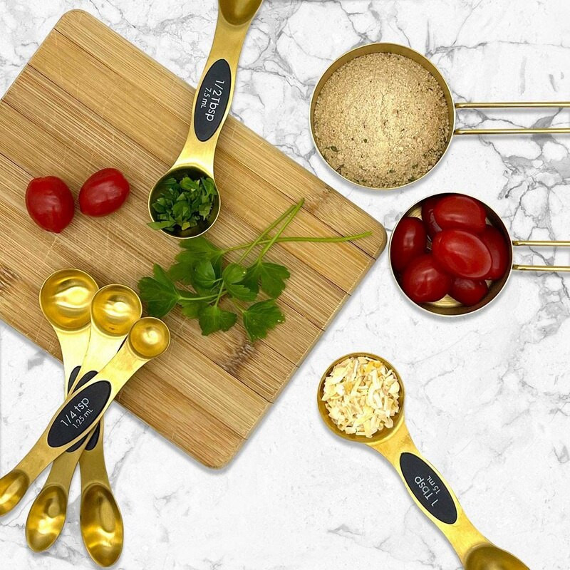 Μαγνητικά μεζούρα από ανοξείδωτο χάλυβα, στοιβαζόμενο κουταλάκι του γλυκού για μέτρηση ξηρών και υγρών συστατικών για μαγείρεμα και ψήσιμο