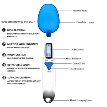2 τμχ Ψηφιακό εργαλείο ζυγαριάς κουταλιού μέτρησης LCD για μαγείρεμα σετ εργαλείων και εξαρτημάτων εργαστηρίου κουζίνας