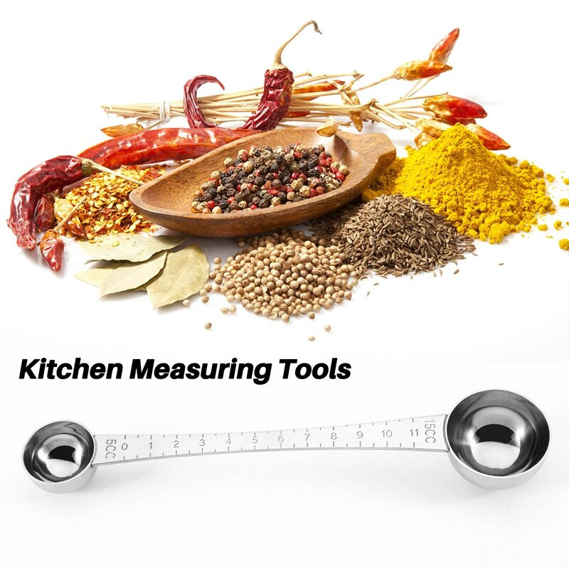 2 τεμάχια μεζούρες καφέ με τσιμπούρι, 1 κουταλιά της σούπας και 1 κουταλάκι του γλυκού μεζούρα καφέ από ανοξείδωτο χάλυβα για καφέ