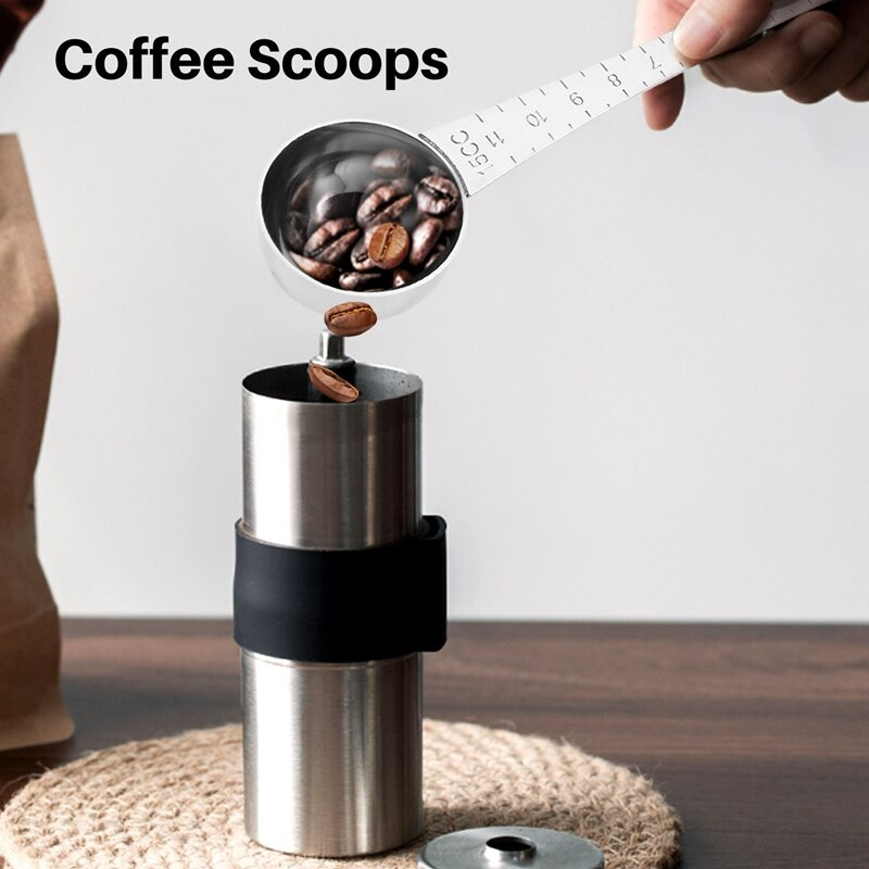 2 τεμάχια μεζούρες καφέ με τσιμπούρι, 1 κουταλιά της σούπας και 1 κουταλάκι του γλυκού μεζούρα καφέ από ανοξείδωτο χάλυβα για καφέ