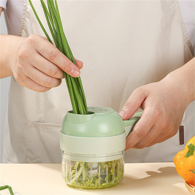 4 az 1-ben multifunkcionális elektromos zöldségvágó fokhagyma sárnyomó fokhagyma aprító vágóprés mixer ételszelet