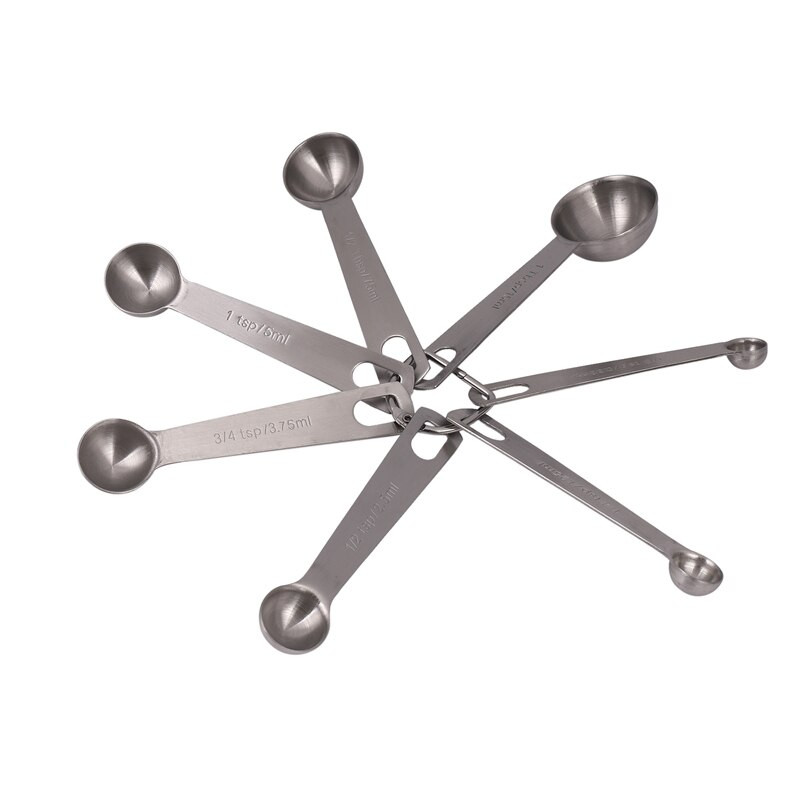 Μεζούρα από ανοξείδωτο ατσάλι Σετ με 7 στοιβαζόμενα μεζούρα για ξηρά και υγρά συστατικά με χαραγμένη σήμανση Baking Cooking Sp