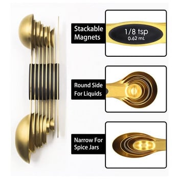 Μαγνητικό σετ κουταλιών μέτρησης που χωράει σε βάζα μπαχαρικών Σετ 8 τεμαχίων είναι εργαλείο μέτρησης λαδιού, αλατιού, σάλτσας και ξιδιού