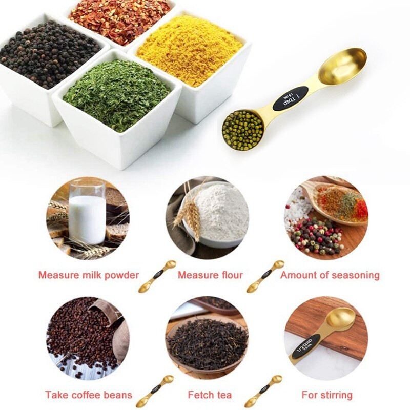 Rozsdamentes acél mágneses mérőkanalak, egymásra rakható teáskanál száraz és folyékony összetevők főzéshez és sütéshez való méréséhez