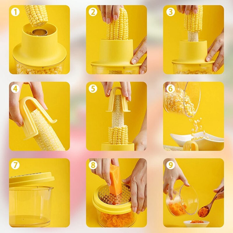 Kukoricahámozó Kukoricahámozó tálos, többfunkciós kukoricacséplővel 4 az 1-ben rozsdamentes acél hámozó eszköz