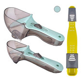 3 τμχ Ρυθμιζόμενα σετ μεζούρα και κουτάλια, μεγάλο κουταλάκι της σούπας & μικρό κουταλάκι του γλυκού, μετρήσεις για στερεά/σκόνη/υγρό