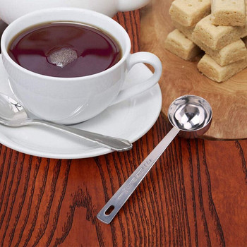 Мерителна лъжица за горещо кафе 1 супена лъжица Лъжица от неръждаема стомана с дълга дръжка за кафе, мляко на прах, плодове на прах, комплект от 5 бр.