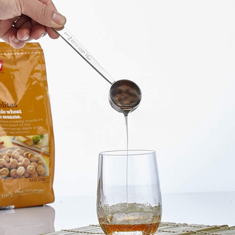 Bestcoffee μεζούρα 1 κουταλιά της σούπας κουτάλι από ανοξείδωτο χάλυβα με μακριά λαβή για καφέ, γάλα σε σκόνη, σκόνη φρούτων, σετ 5