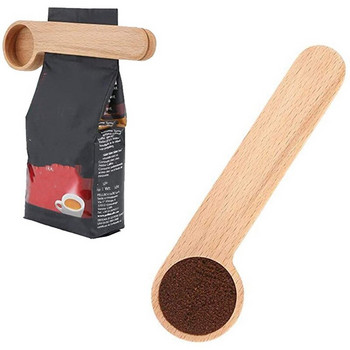 Дървена многофункционална лъжица за кафе и щипка за чанта Запечатване на измервателна кухненска дървена щипка за чанта за супена лъжица (10 бр.)