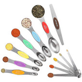 Mérőkanalak, 6 kétoldalas mágneses mérőkanál, szintező, mini mérőkanál száraz és folyékony hozzávalókhoz