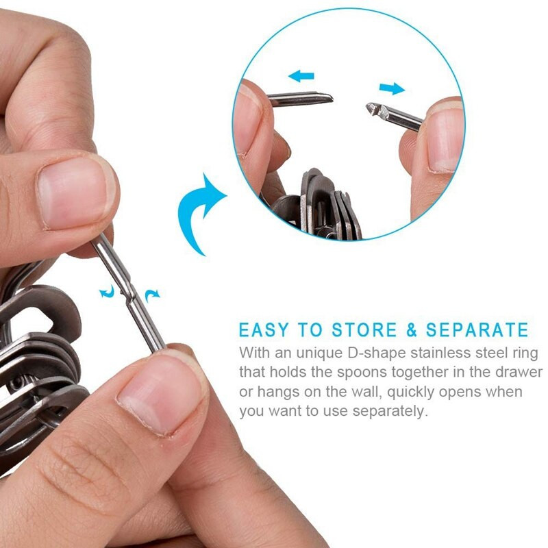 Μεζούρα, Σετ ποτηριών μεζούρα από ανοξείδωτο ατσάλι, μικρό κουτάλι με μετρικές και αμερικανικές μετρήσεις, σετ 6 για δώρο