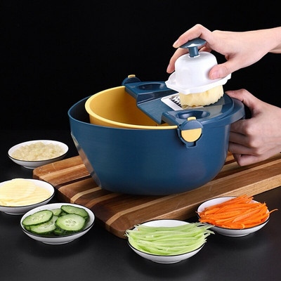 Rotate Vegetable Cutter Peeler Vegetable Chopper with Drain Basket for Kitchen Fruit Gadgets Εργαλεία κοπής