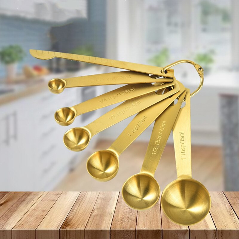 Legjobb mérőkanál Hasznos rozsdamentes acél mérőpohár Cozinha kávés mérőkanál Arany tea