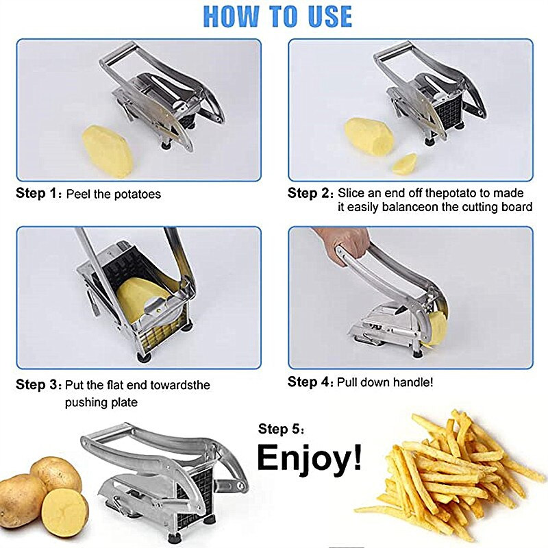 Nerūdijančio plieno dviejų ašmenų gruzdintų bulvyčių pjaustyklė, buitinė pjaustyklė Bulvių pjaustyklė agurkų pjaustyklė ridikėlių pjaustyklė virtuvės įrankiai