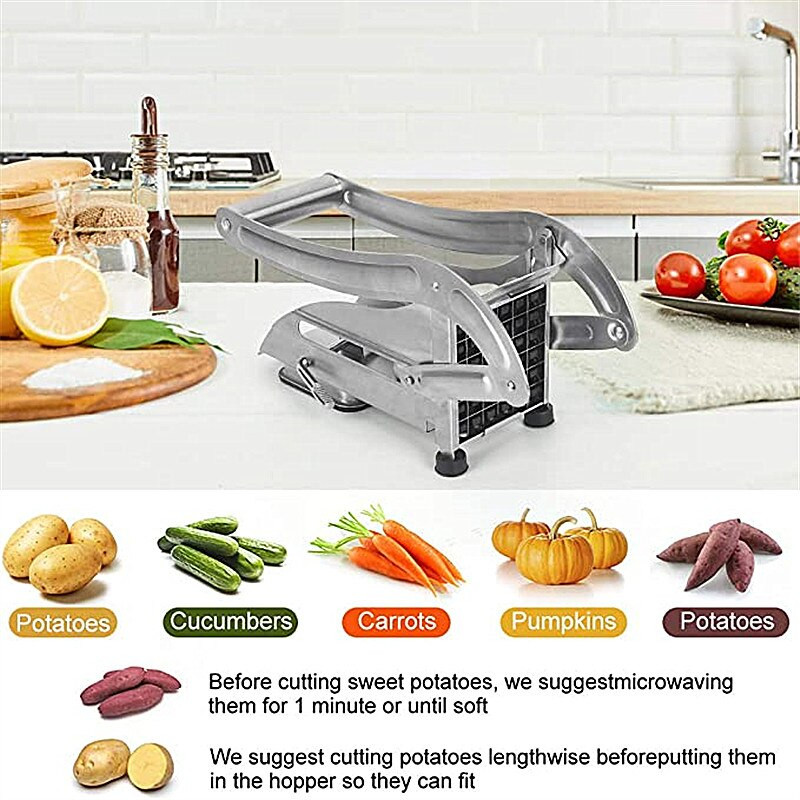 Nerūdijančio plieno dviejų ašmenų gruzdintų bulvyčių pjaustyklė, buitinė pjaustyklė Bulvių pjaustyklė agurkų pjaustyklė ridikėlių pjaustyklė virtuvės įrankiai