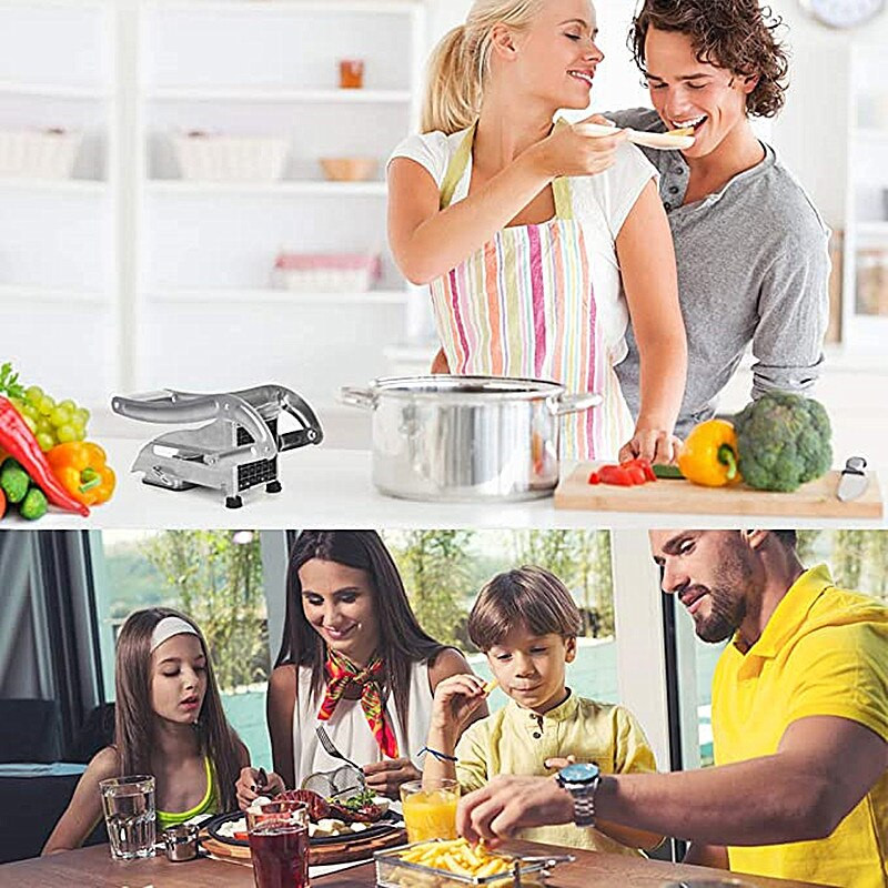 Nerūdijančio plieno dviejų ašmenų gruzdintų bulvyčių pjaustyklė, buitinė pjaustyklė Bulvių pjaustyklė agurkų pjaustyklė ridikėlių pjaustyklė virtuvės įrankiai