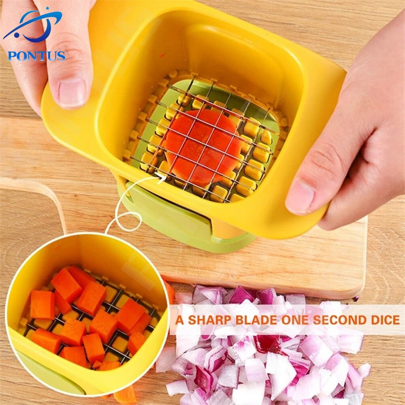 Többfunkciós zöldségvágó Sárgarépa Burgonya Hagyma Kocka Kézi Nyomós Zöldségvágó Otthoni Konyhai Szerszám Tartozékok
