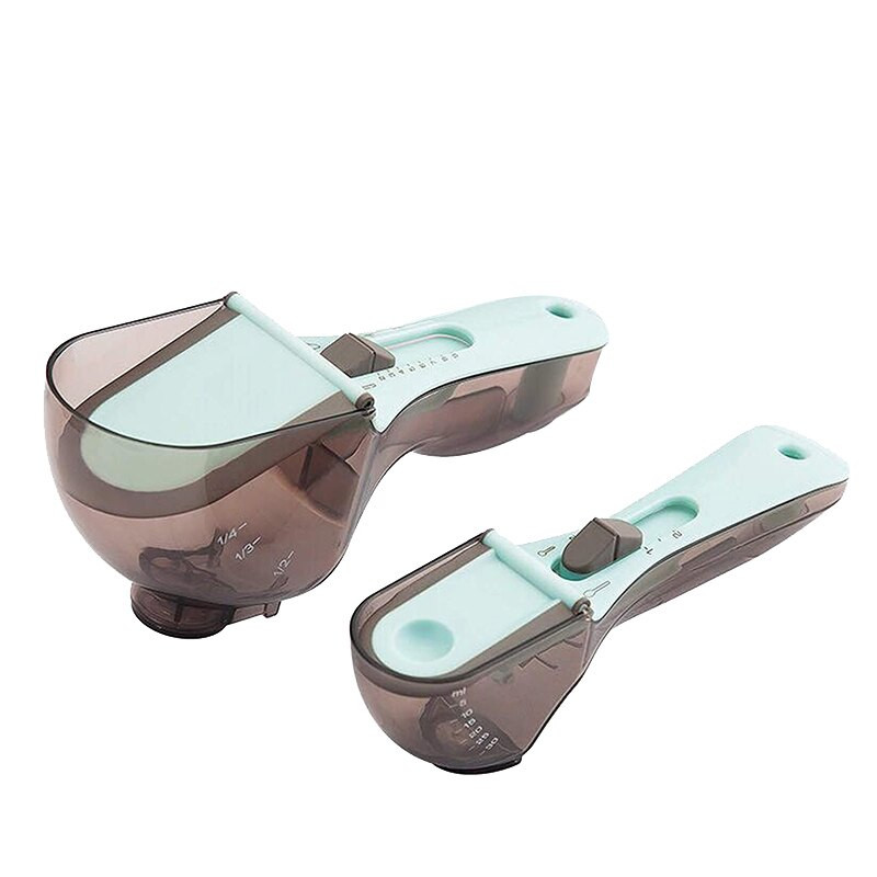 3 db állítható mérőpohár és kanál készletek, nagy evőkanál és kis teáskanál, mérések szilárd/por/folyadékhoz