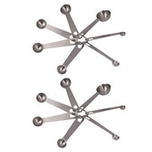 Rozsdamentes acél mérőkanál készlet, 14 egymásra rakható mérőkanál levehető gyűrűtartóval