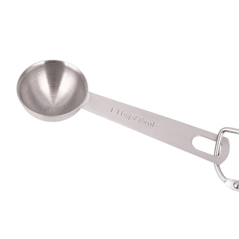 Rozsdamentes acél mérőkanál készlet, 14 egymásra rakható mérőkanál levehető gyűrűtartóval