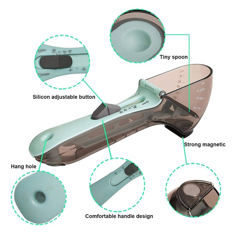 3 db állítható mérőpohár és kanál készlet, nagy evőkanál és kis teáskanál, szilárd/por/folyadék mérések