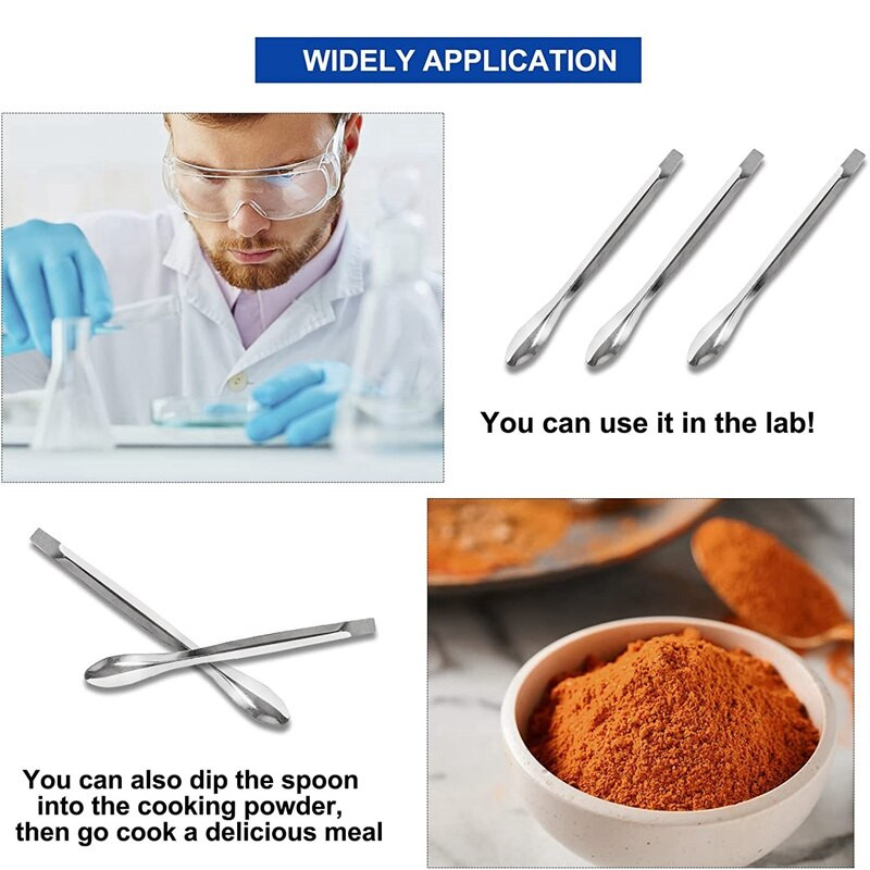 Laboratóriumi spatula, rozsdamentes acél 15 db Laboratóriumi kanál mikrokanál laboratóriumi apró kanál reagens mintavételhez