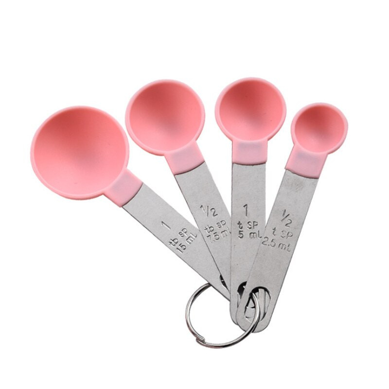 8db Zöld Rózsaszín Szürke Fekete Rozsdamentes acél fogantyú mérőpohár kanál készlet Sütőeszköz Konyhai Kiegészítők