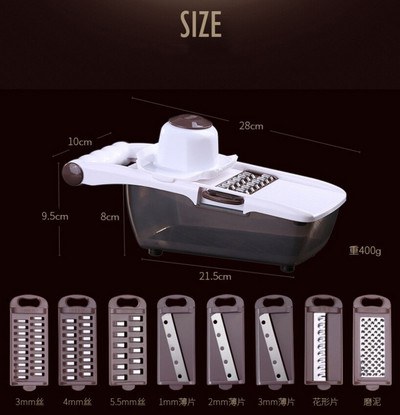 Πολυκόφτης λαχανικών με λεπίδα 8 τεμαχίων από ανοξείδωτο ατσάλι, καθαριστής πατάτας, τρίφτης καρότου Πολυλειτουργικά εργαλεία κουζίνας