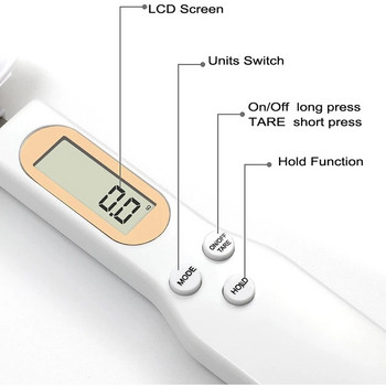 Електронна кухненска везна 500g LCD дисплей Цифрова лъжица за измерване на тегло USB Зареждаема лъжица Везна Преносими мини кухненски инструменти