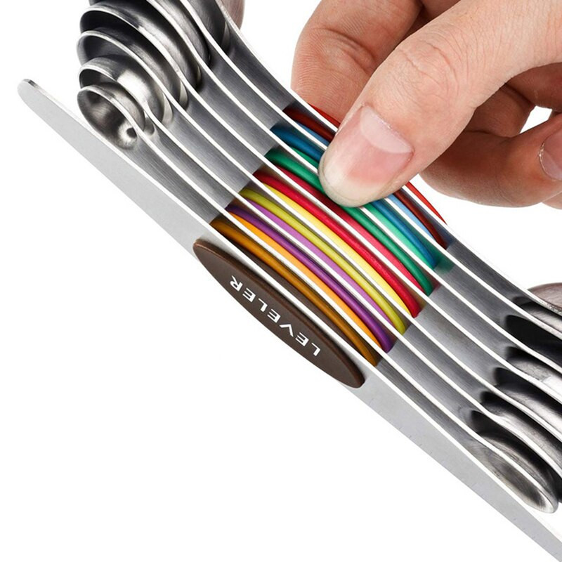 Μαγνητικά μεζούρα σετ 8 τεμαχίων, από ανοξείδωτο ατσάλι, διπλής όψης, για μέτρηση ξηρών και υγρών συστατικών, αξεσουάρ κουζίνας