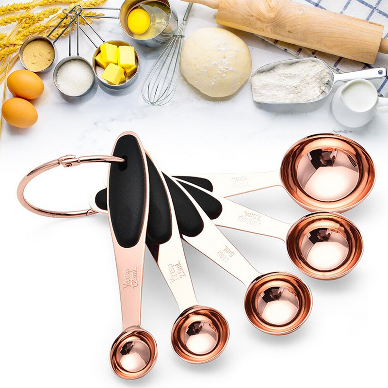 5 τμχ από ανοξείδωτο ατσάλι μεζούρα/φλιτζάνι καφέ μεζούρα ζάχαρης κουταλάκι του γλυκού εργαλεία ψησίματος κουζίνας