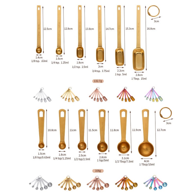 6 τμχ Κουτάλια πολλαπλών χρήσεων Εργαλεία μέτρησης Μετρητής αλευριού ψησίματος Ανοξείδωτος ατσάλι Σκόνη καφέ Spice Measure Gadgets κουζίνας