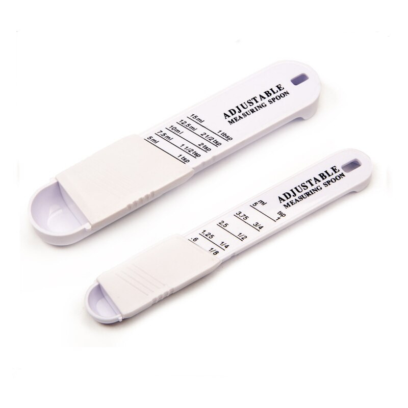 2 τμχ Ρυθμιζόμενο κουταλάκι του γλυκού Μεζούρα Κουτάλι Κουζίνα Gadget Κουζίνα Αξεσουάρ ψησίματος Ζυγαριά Πλαστική Ποσοτική Κουτάλια ψησίματος