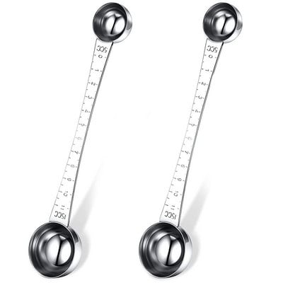 2 τεμάχια μεζούρες καφέ με τσιμπούρι, 1 κουταλιά της σούπας και 1 κουταλάκι του γλυκού Μεζούρα καφέ από ανοξείδωτο χάλυβα για καφέ