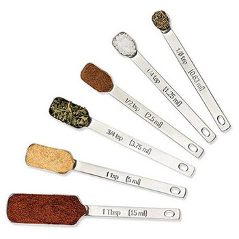 Комплект мерителни лъжици - Кухненски мерителни лъжици от 7 части с изравнител - Тънък дизайн Побира се в буркани за подправки - Мерителна лъжица