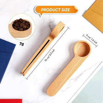 LUDA Дървена многофункционална лъжица за кафе и щипка за чанта Запечатване на измервателна кухненска дървена щипка за чанта за супена лъжица (10 бр.)